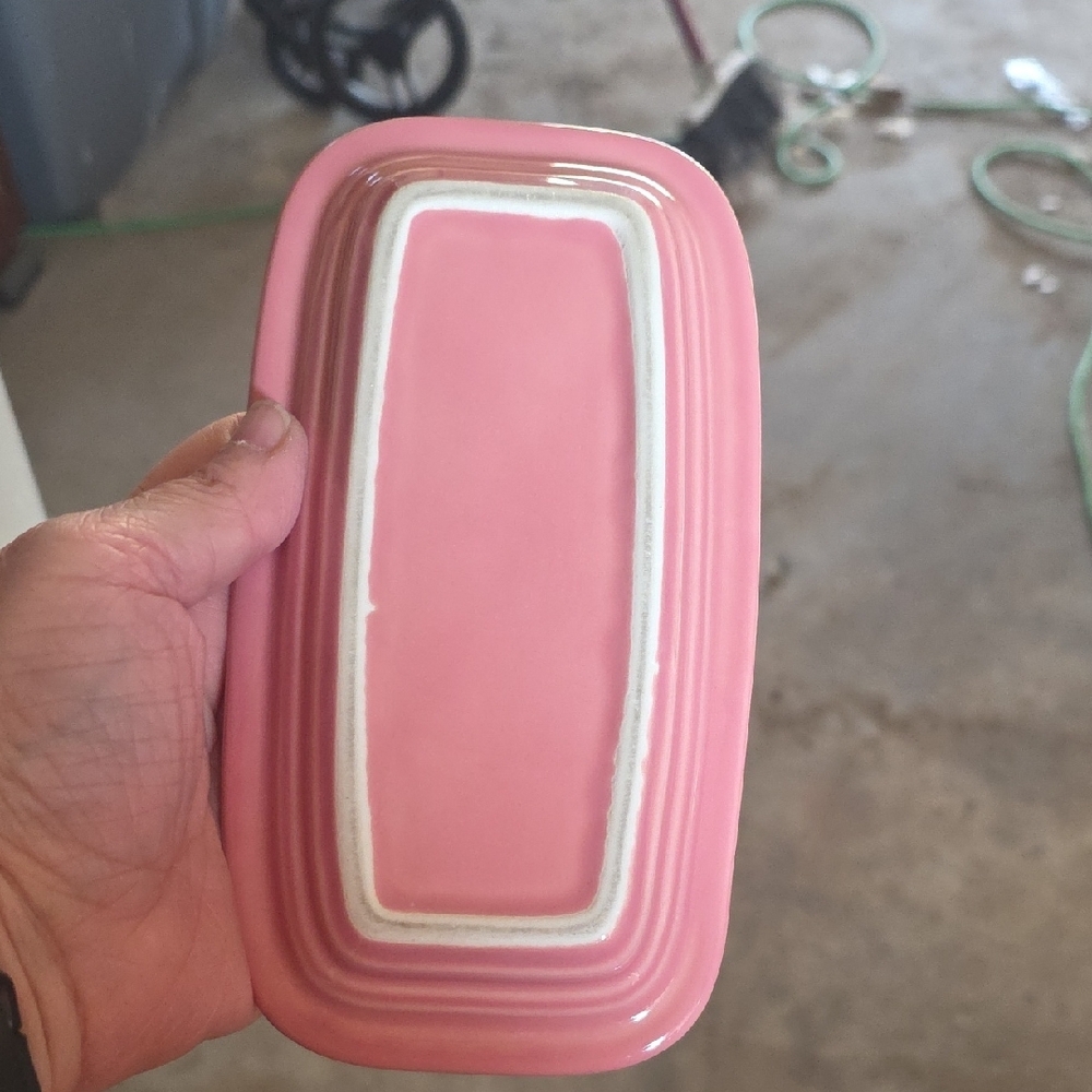 Fiestaware Pink Ceramic Butter Dish with Lid - Picture 9 of 11